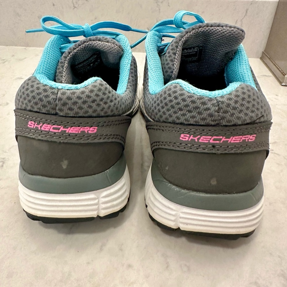 Skechers Gray and Pink Athletic Shoes - Picture 6 of 8